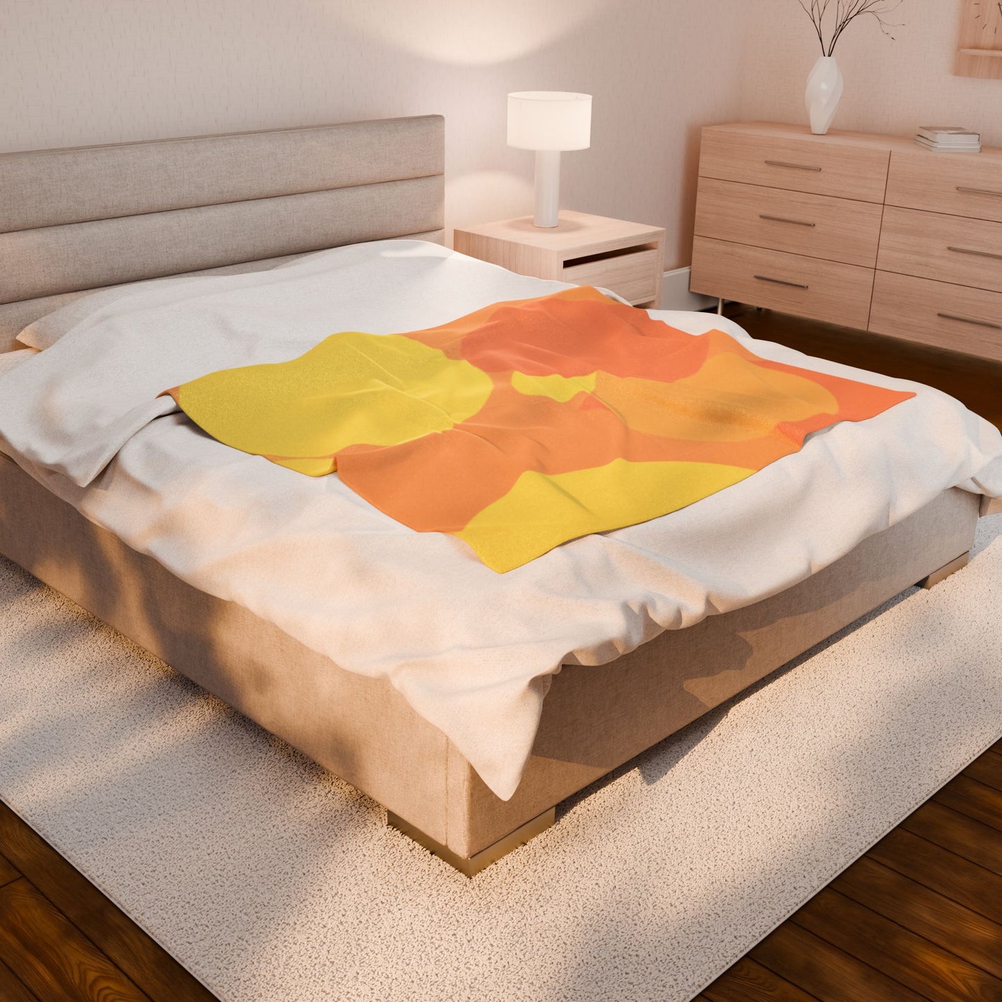 Pastel Bright Oranges Patches Velveteen Plush Blanket, 50" x 60"