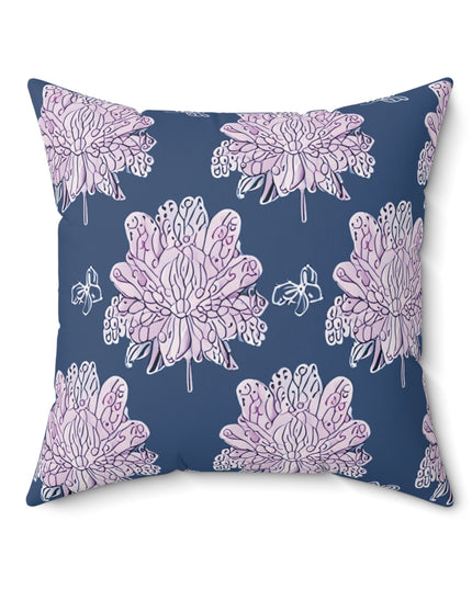 Purple White Floral Butterflies 20" x 20" Faux Suede Square Pillow
