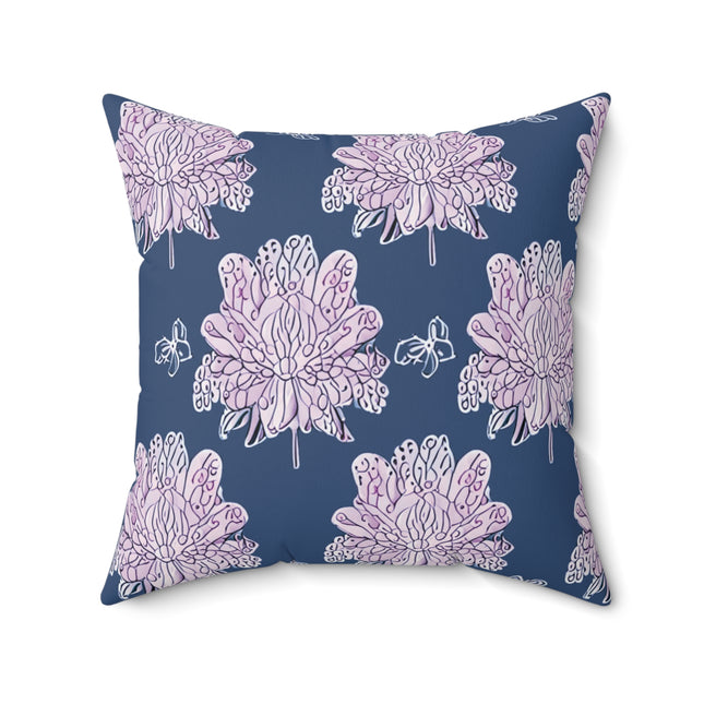 Purple White Floral Butterflies 20" x 20" Faux Suede Square Pillow