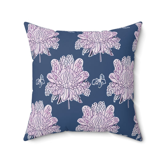 Purple White Floral Butterflies 20" x 20" Faux Suede Square Pillow