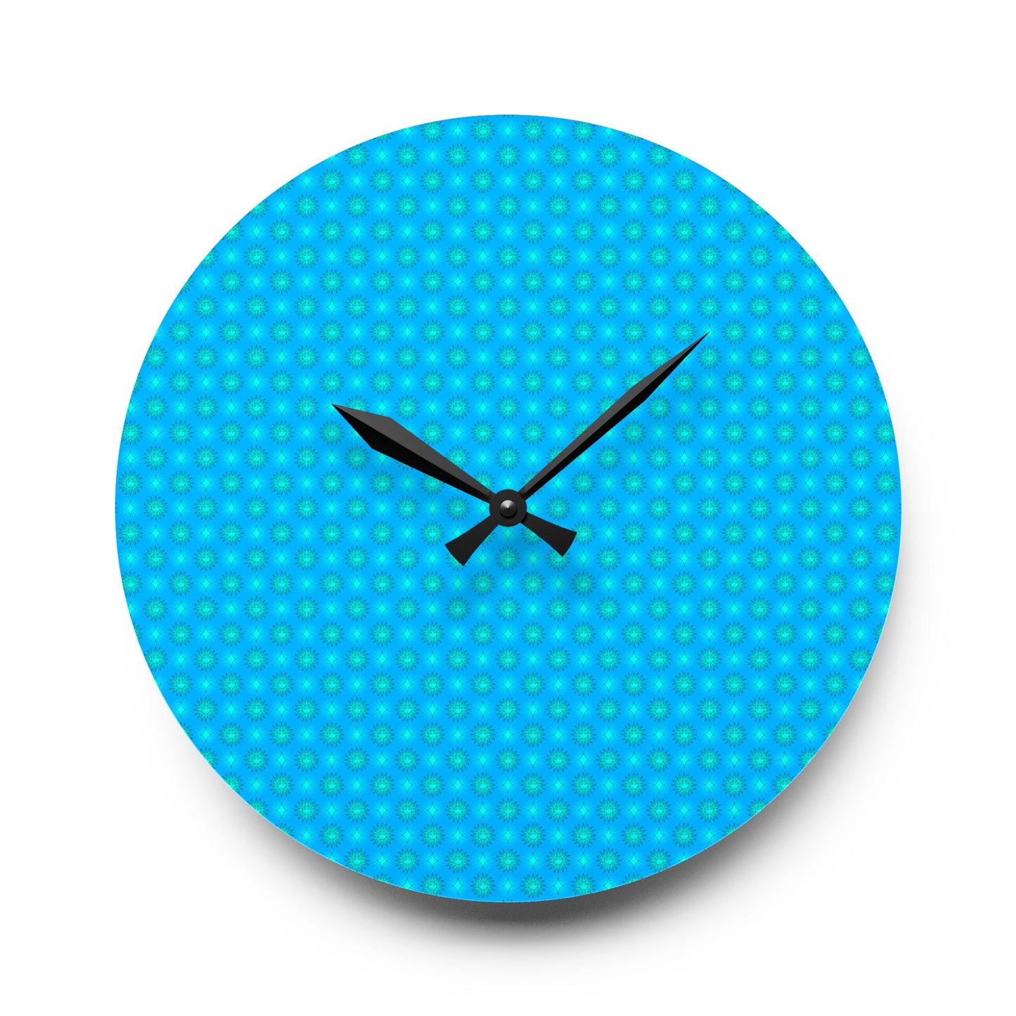 Blue Green Star-crossed Bodies Acrylic Wall Clock, Round or Square, 10.75" x 10.75"