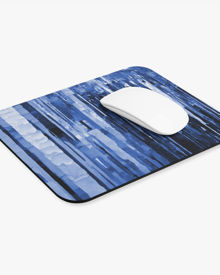 Striped Deep Blue Mouse Pad, 9" x 8" Rectangle
