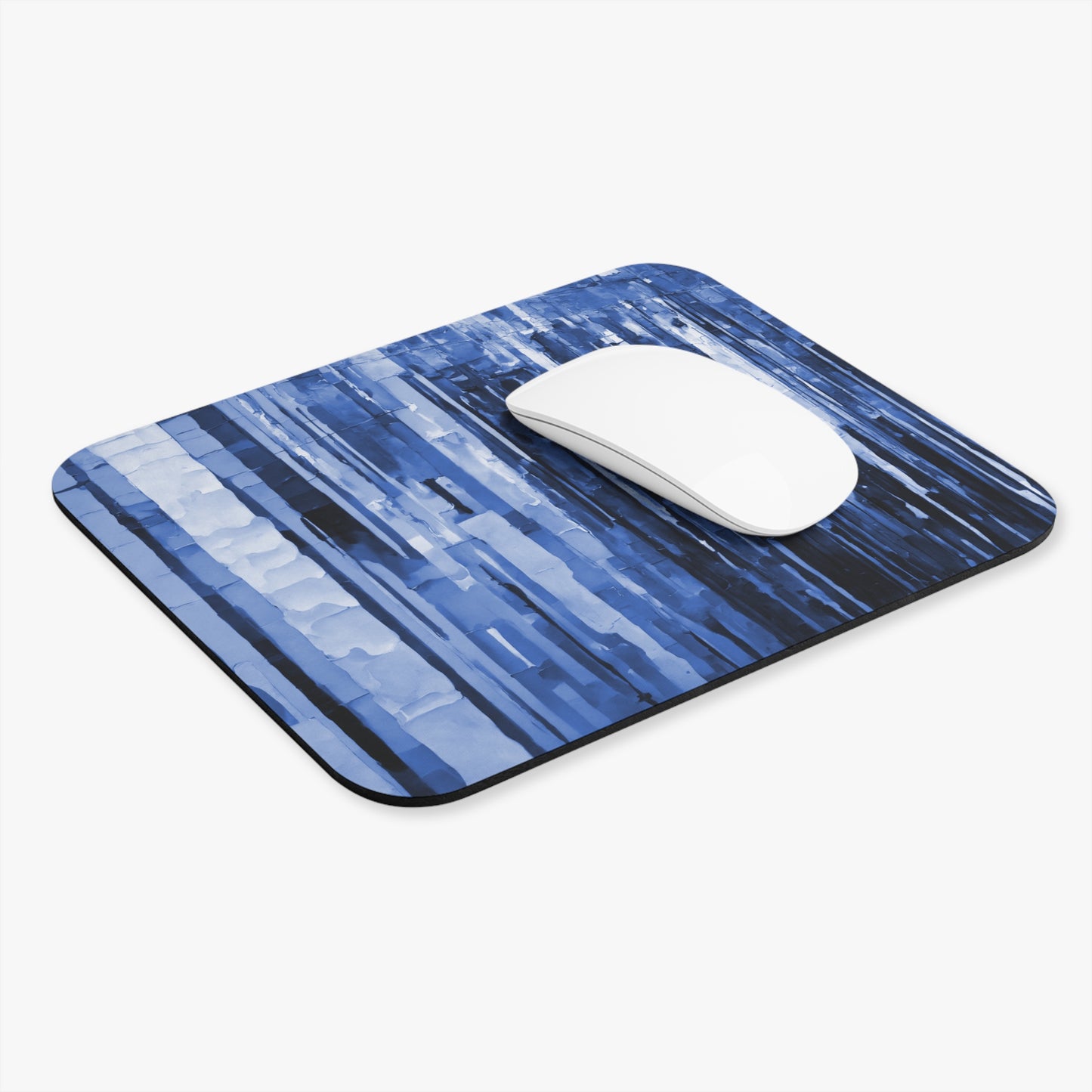 Striped Deep Blue Mouse Pad, 9" x 8" Rectangle
