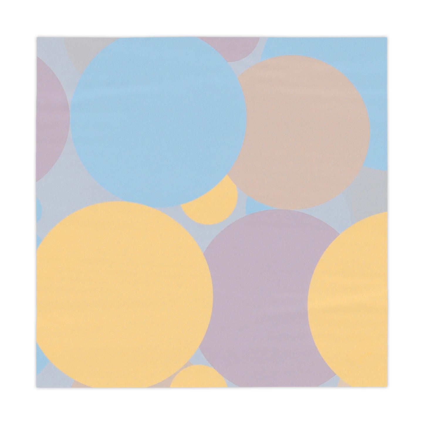 Pastel Baby Blue and Peach Patches Tablecloth, 55" x 55"