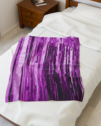 Striped Powder Lavender Velveteen Plush Blanket, 30" x 40"