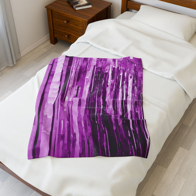Striped Powder Lavender Velveteen Plush Blanket, 30" x 40"