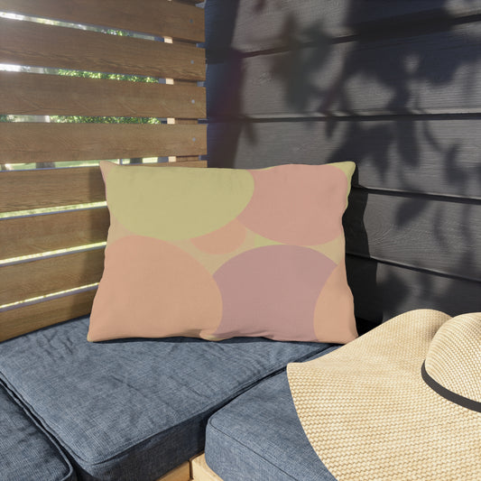 Pastel Hot Peach Patches 20" x 14" Outdoor Pillow