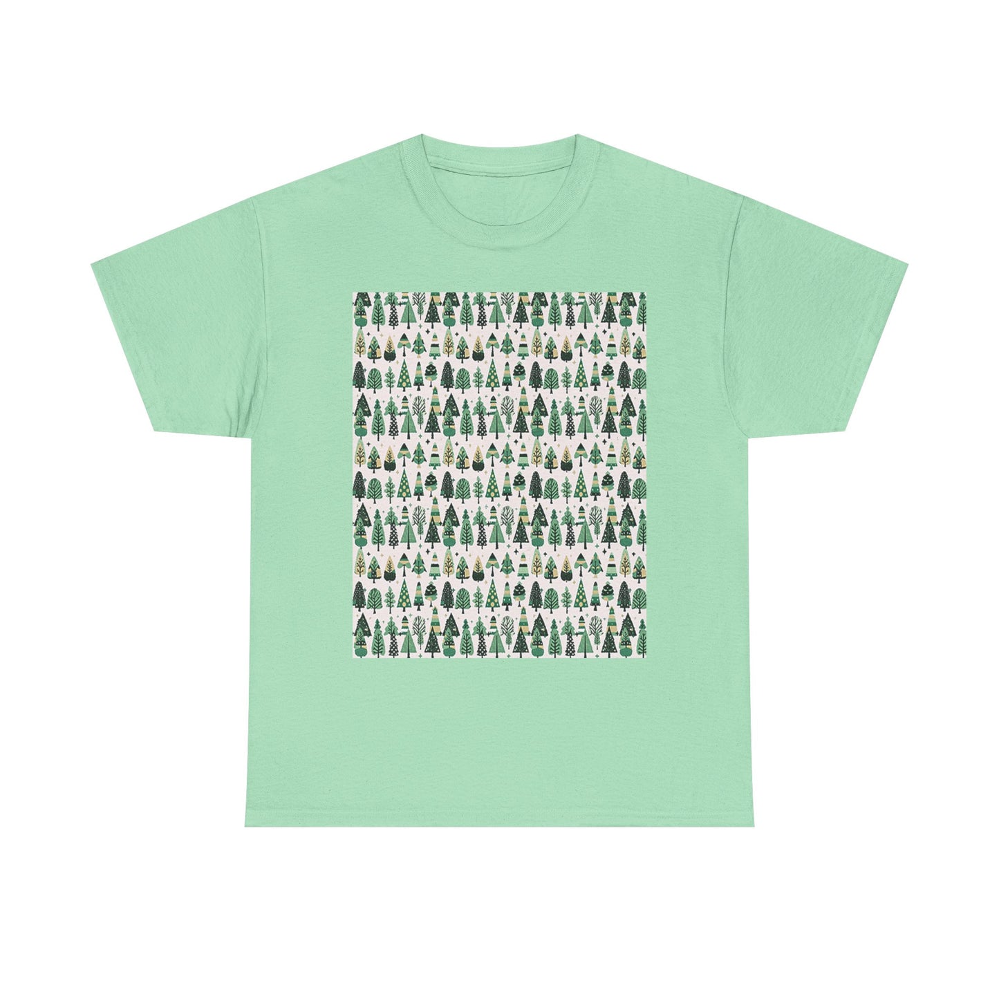 Mini Vintage Green Trees Unisex Heavy Cotton Tee, Large - XL - 2XL - 3XL