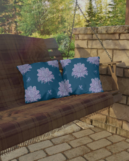 Lavender Floral Butterflies 16" x 16" Outdoor Pillow