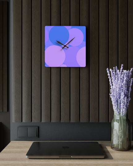 Pastel Purple Family Patches Acrylic Wall Clock, Round or Square, 10.75" x 10.75"