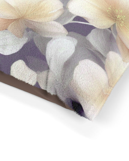 White Blush Floral Bunch Pet Bed, 40" × 30"