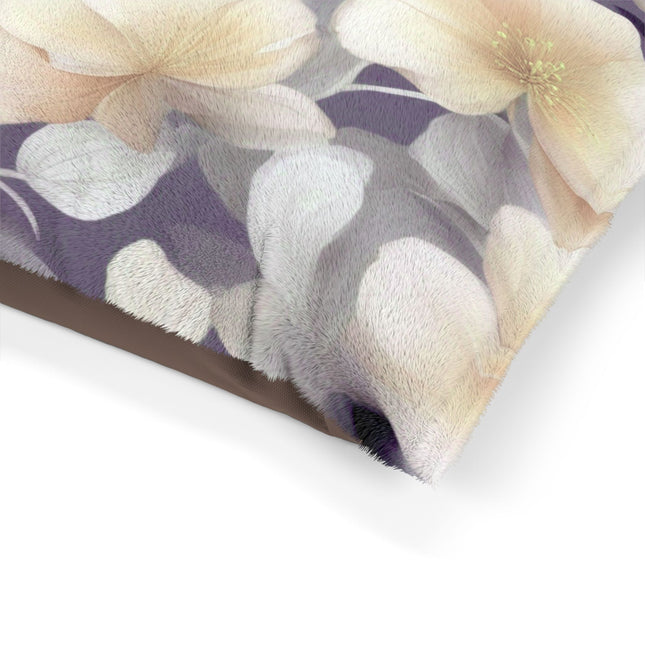 White Blush Floral Bunch Pet Bed, 40" × 30"