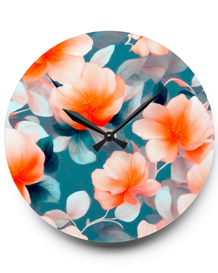 Orange Blossom Floral Bunch Acrylic Wall Clock, Round or Square, 10.75" x 10.75"
