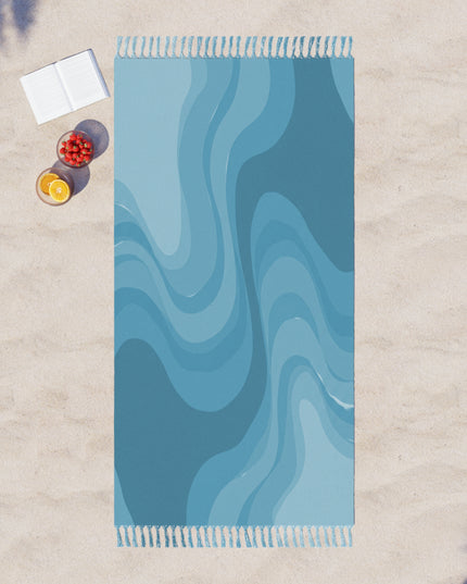 Sky Blue Wavey 38" × 81" Boho Beach Cloth