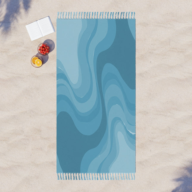 Sky Blue Wavey 38" × 81" Boho Beach Cloth