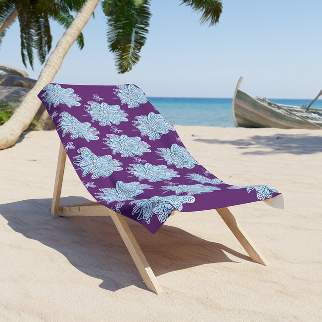 Blue Floral Butterflies 30" x 60" Beach Towel