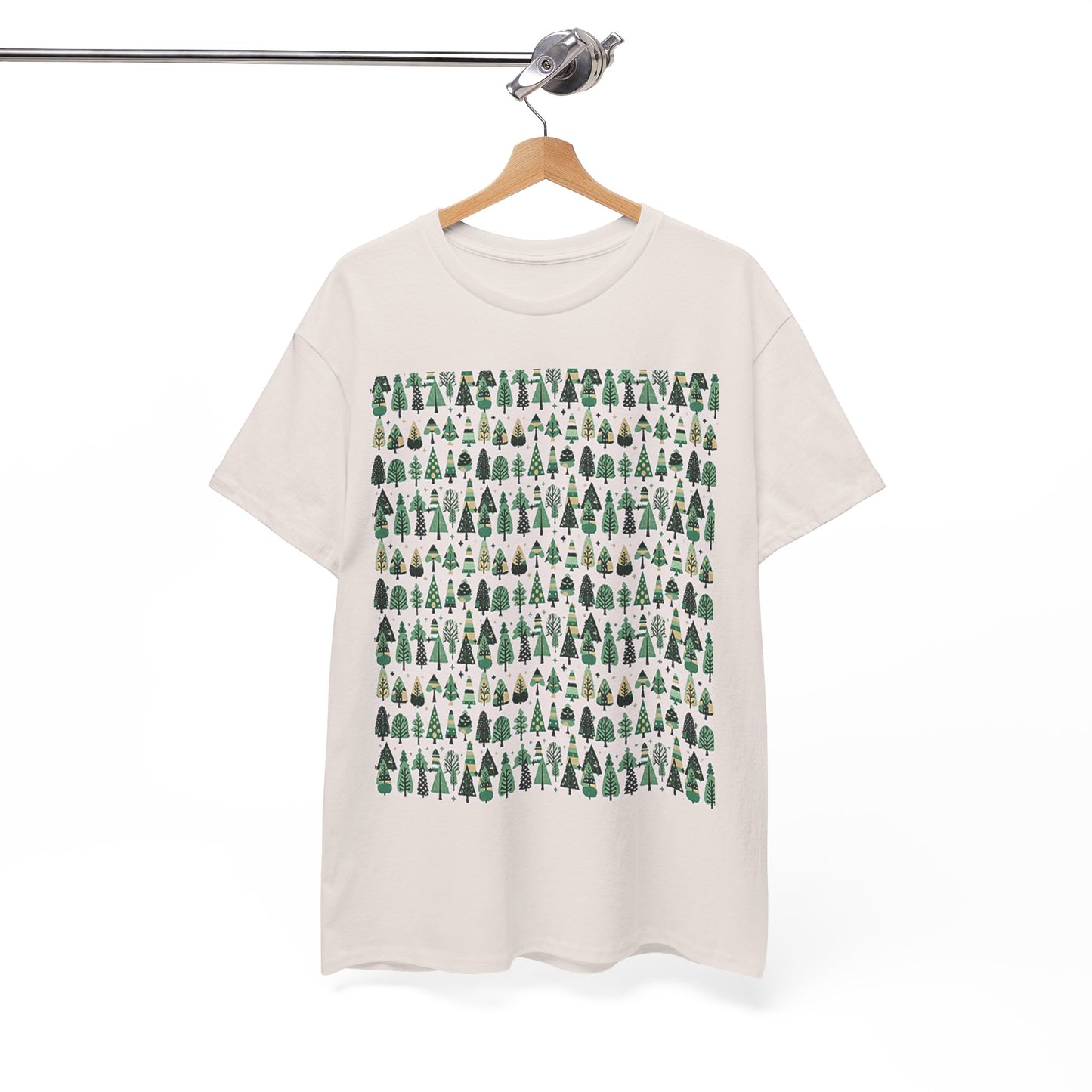 Mini Vintage Green Trees Unisex Heavy Cotton Tee, Small
