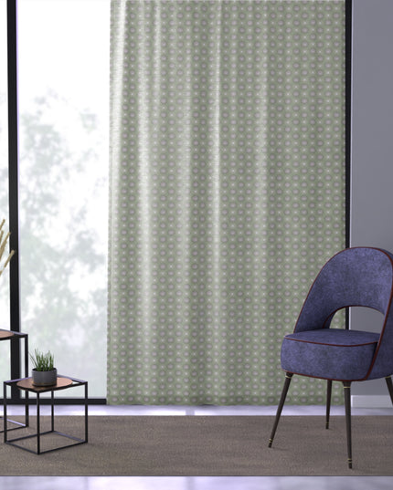 Olive Star-crossed Bodies Sheer Window Curtain, 50" x 84", partially transparent