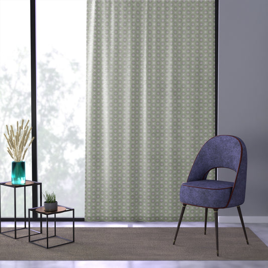 Olive Star-crossed Bodies Sheer Window Curtain, 50" x 84", partially transparent