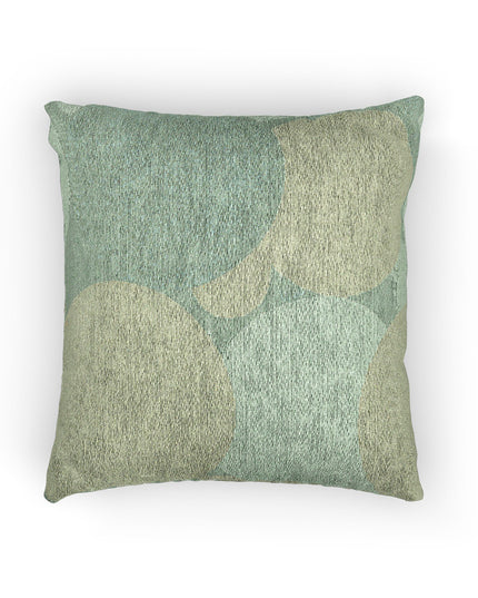 Pastel Blue and Green Patches Woven Pillow, 17" x 18"
