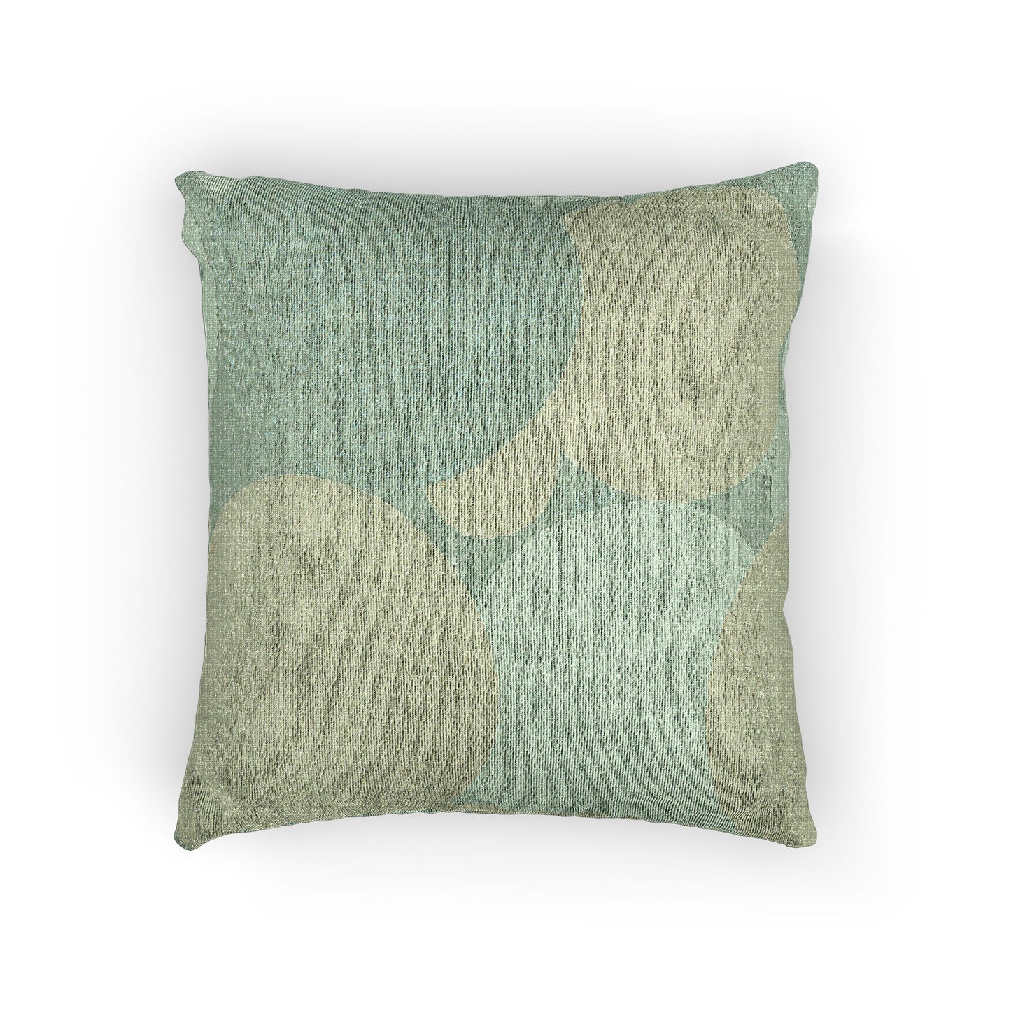Pastel Blue and Green Patches Woven Pillow, 17" x 18"