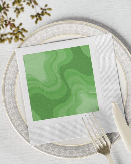 Greenie Meanie Wavey White Coined Napkins, 6.5" x 6.5"