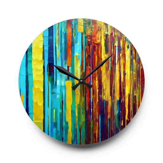 Striped Alpha Acrylic Wall Clock, Round or Square, 10.75" x 10.75"