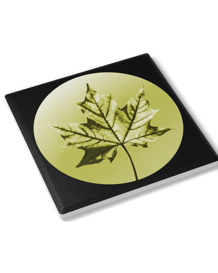 Lemongrass Maple Leaf 4" x 4" Square Ceramic Coaster