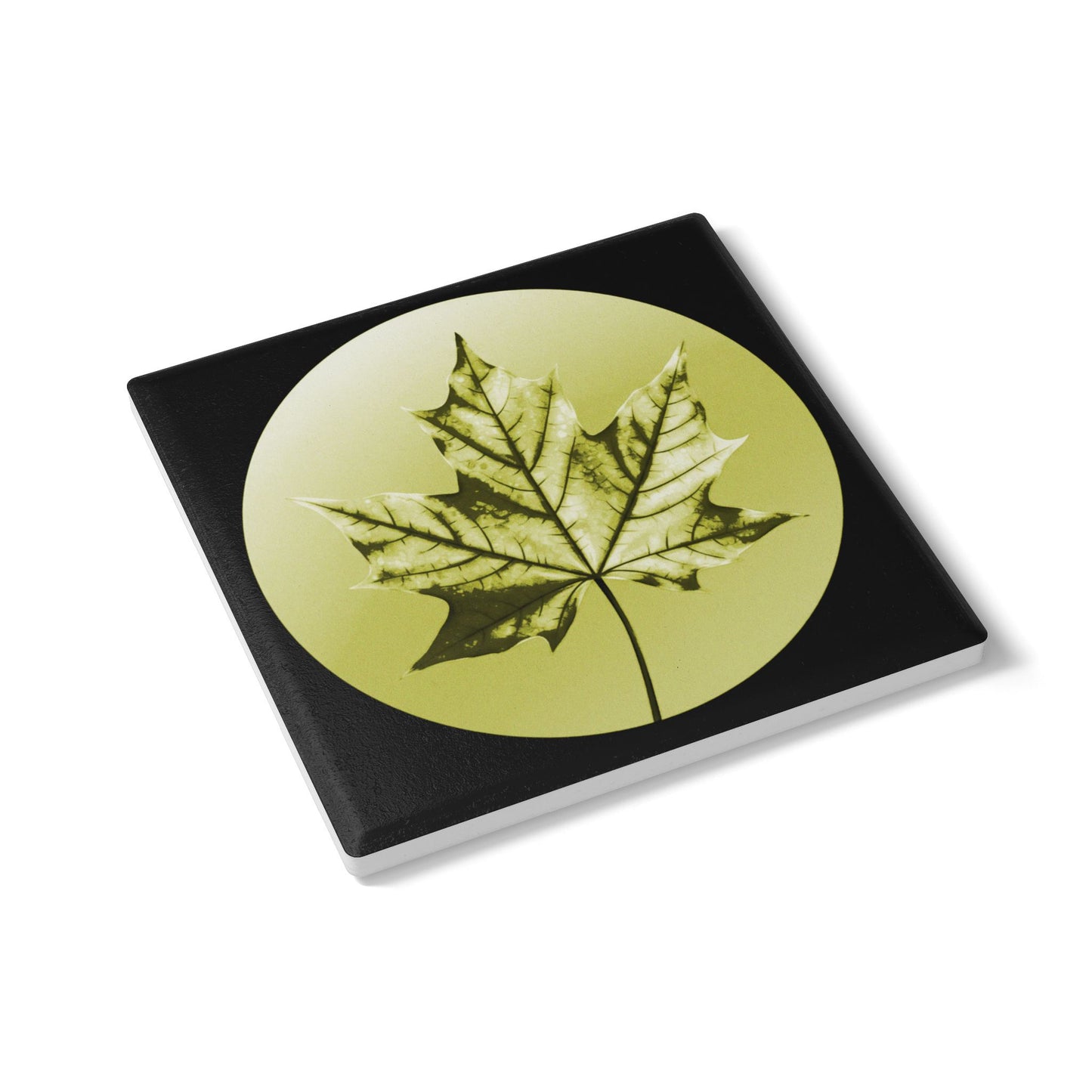 Lemongrass Maple Leaf 4" x 4" Square Ceramic Coaster