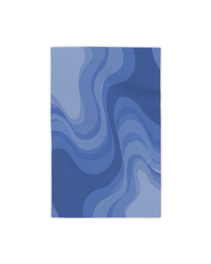 Deep Blue Wavey Beach Towel, 18" x 27"