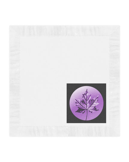 Purple Maple Leaf White Coined Napkins, 6.5" x 6.5"