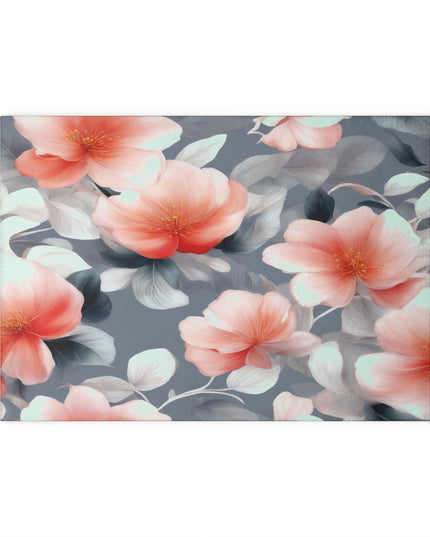 Red Blossom Floral Bunch Glass Cutting Board, 8" x 11"