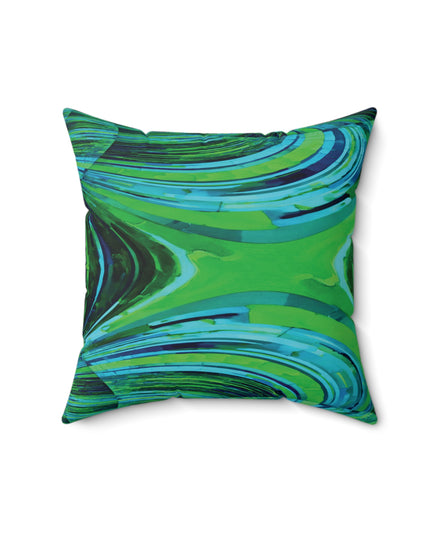 Uzi Spiral Blue Green Faux Suede Square Pillow,  16" x 16"