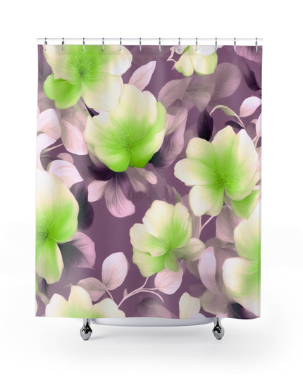 Lime Lavender Floral Bunch Shower Curtains, 71" x 74"