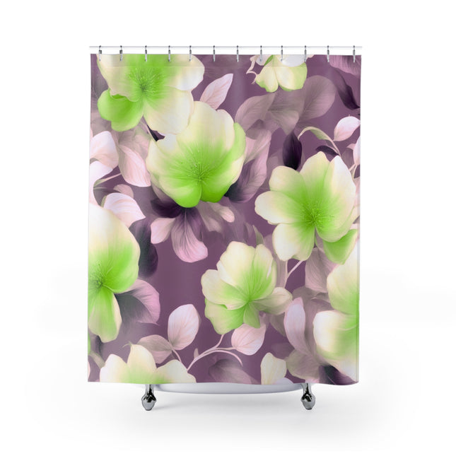 Lime Lavender Floral Bunch Shower Curtains, 71" x 74"