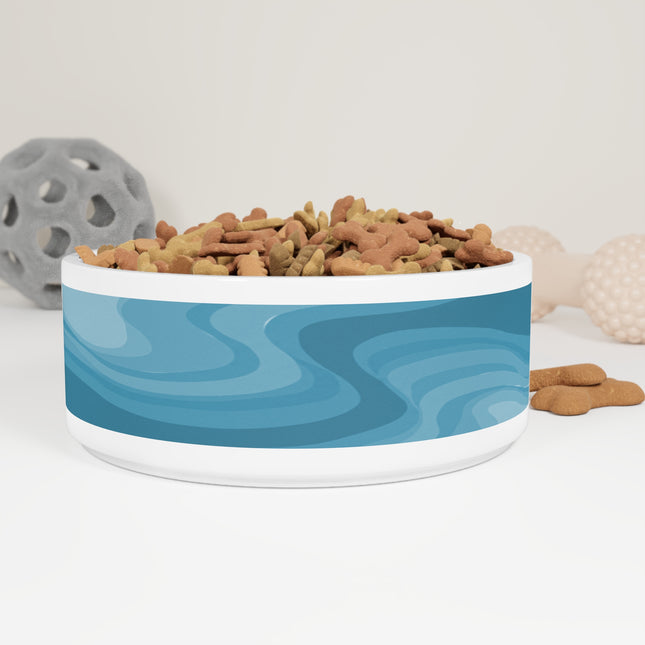 Sky Blue Wavey 16 oz Pet Bowl