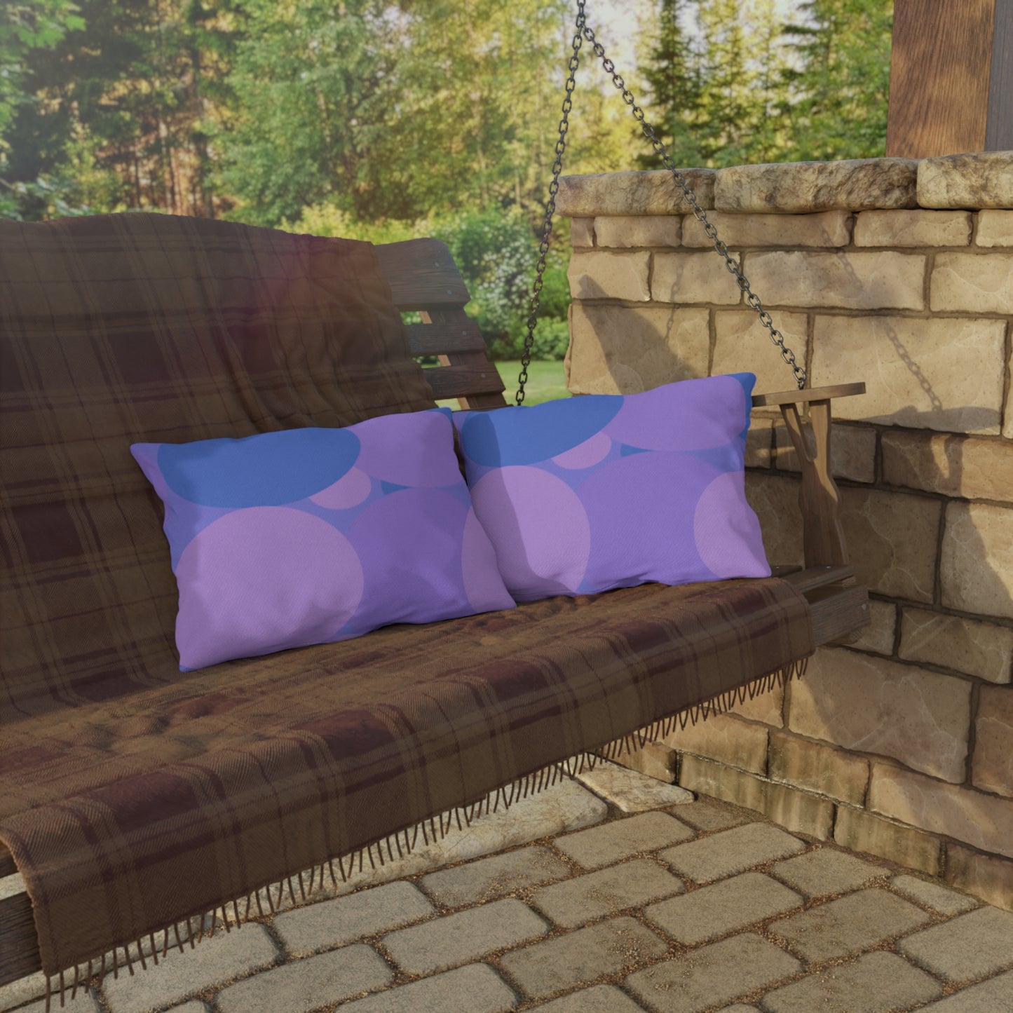 Pastel Purple Family Patches 20" x 14" Outdoor Pillow
