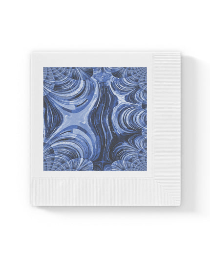 Uzi Spiral Deep Blue White Coined Napkins, 6.5" x 6.5"