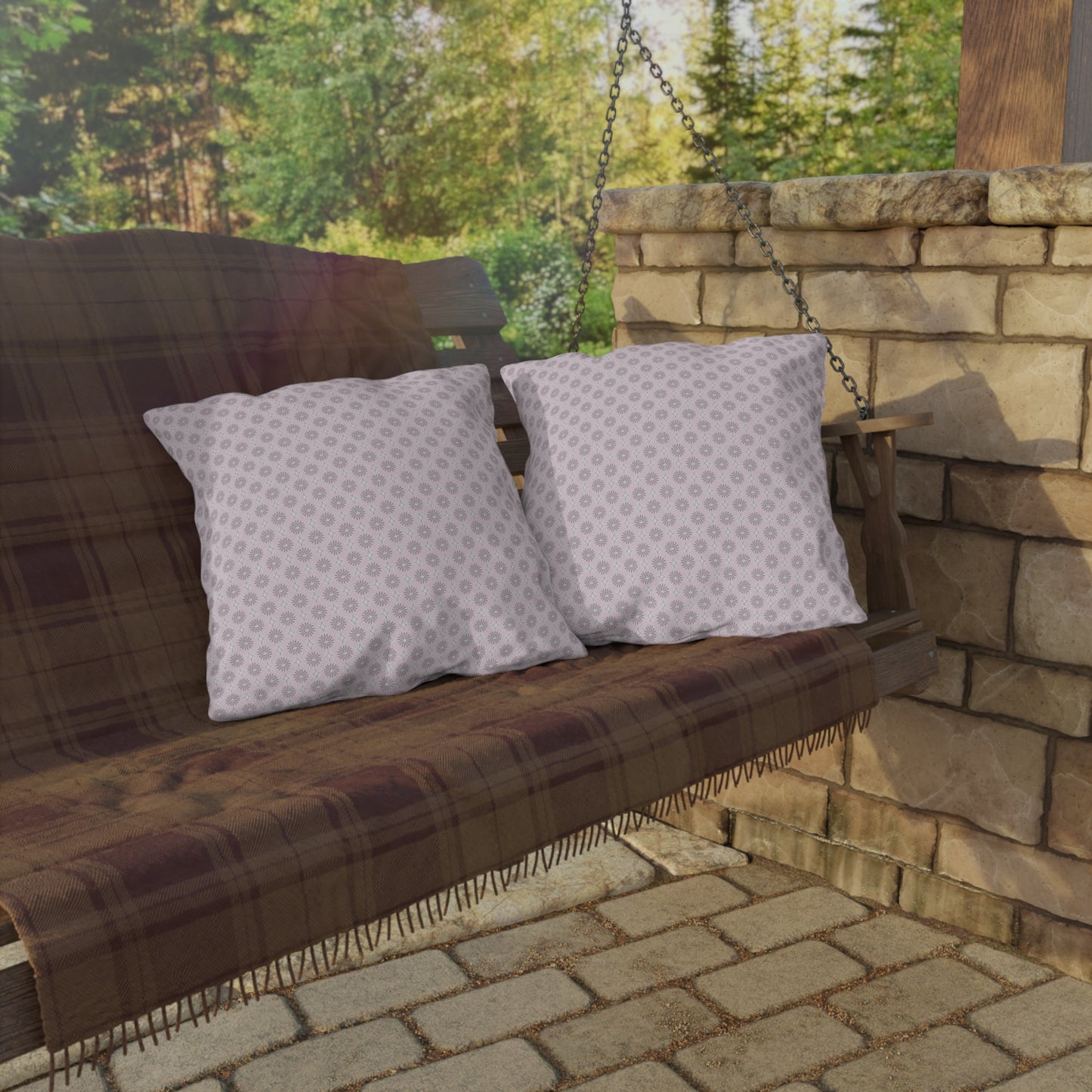 Pink Mornings Star-crossed Bodies 20" x 20" Outdoor Pillows