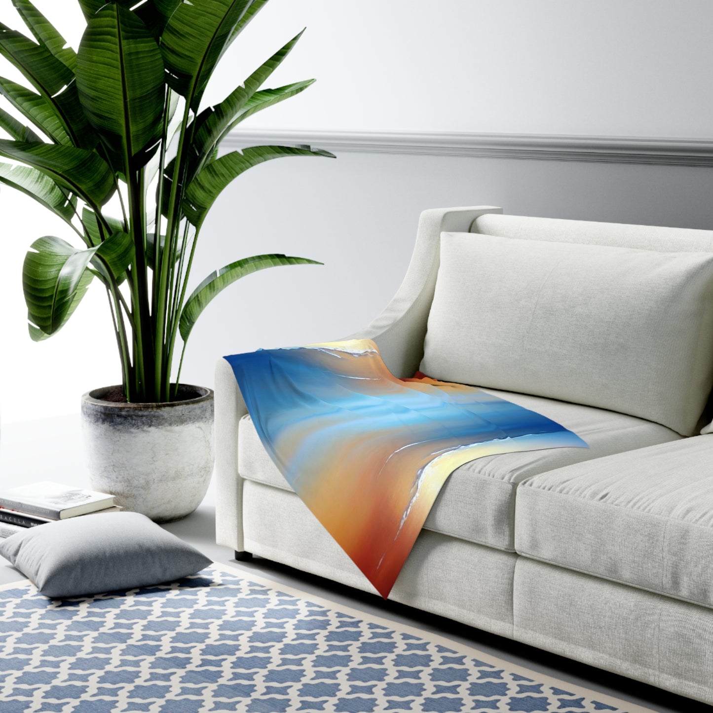 Blue Sea Red Orange Fog Baby Swaddle 30″×40″ Blanket