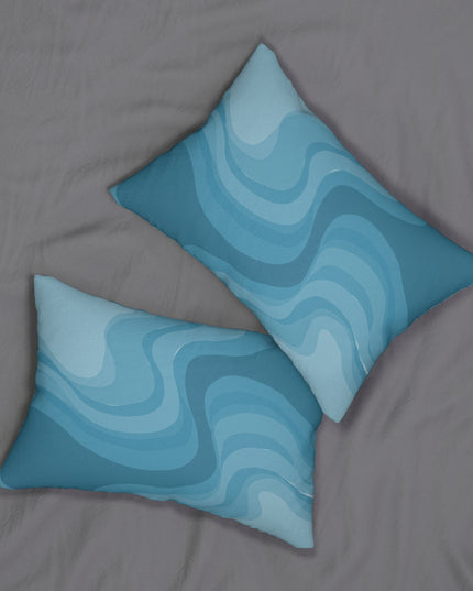 Sky Blue Wavey Spun Polyester Lumbar Pillow, 20" x 14"