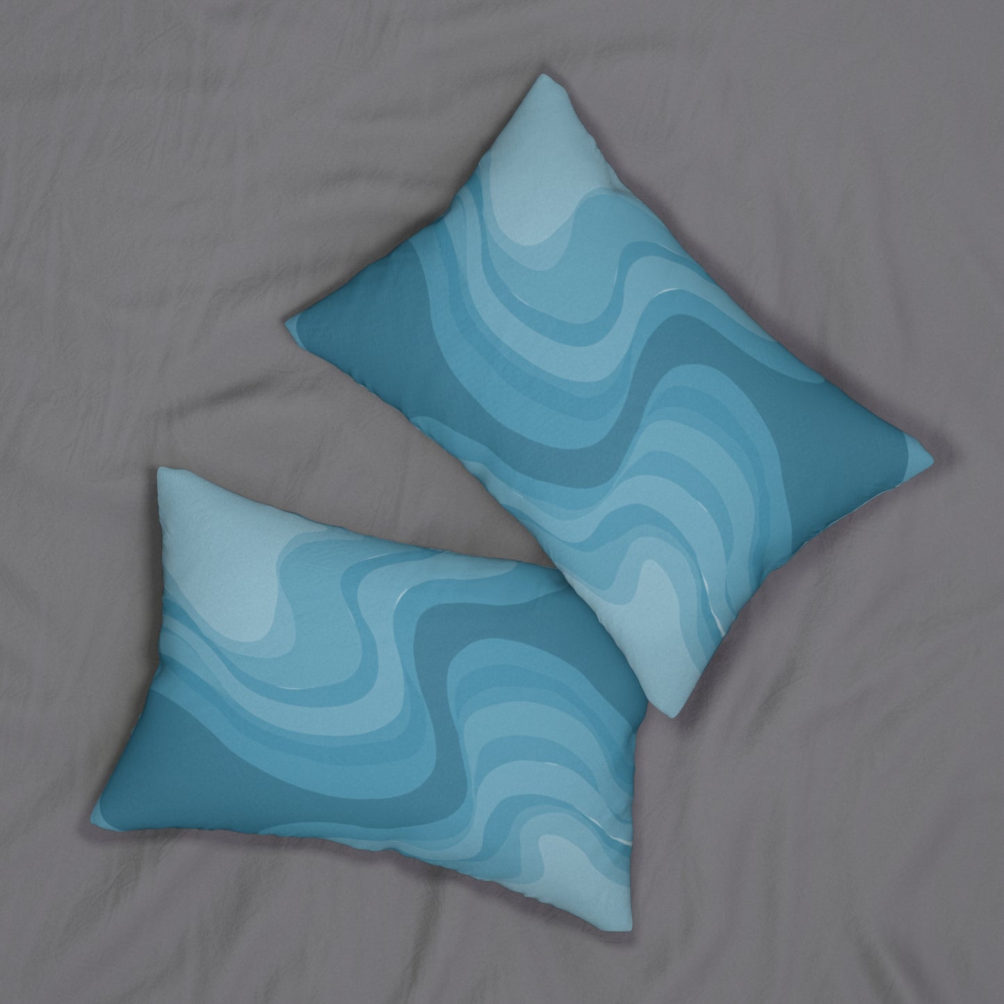 Sky Blue Wavey Spun Polyester Lumbar Pillow, 20" x 14"