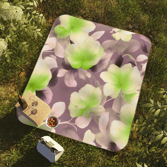 Lime Lavender Floral Bunch 61" × 51" Picnic Blanket