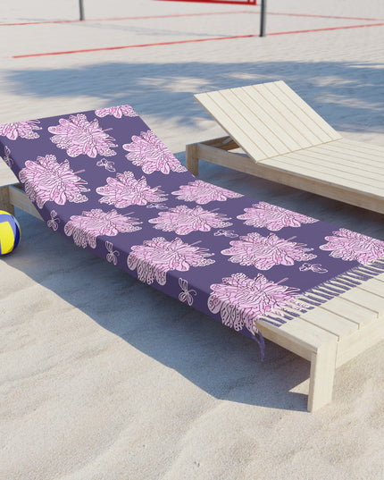 Magenta Floral Butterflies 38" × 81" Boho Beach Cloth