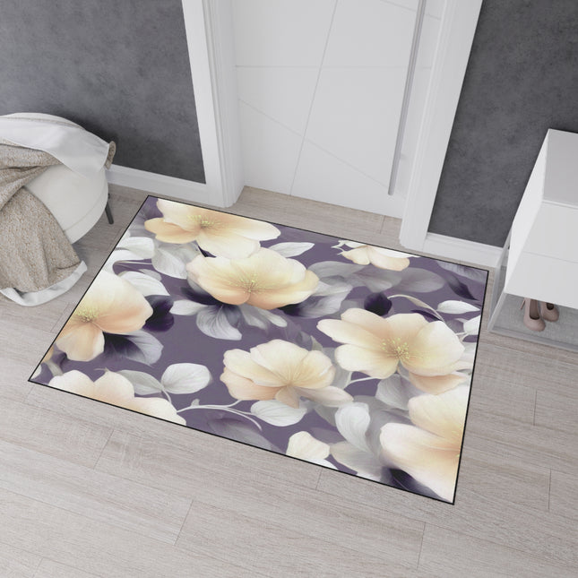 White Blush Floral Bunch Heavy Duty Floor Mat, 48" x 72"