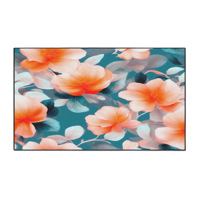 Orange Blossom Floral Bunch Heavy Duty Floor Mat, 36" x 60"