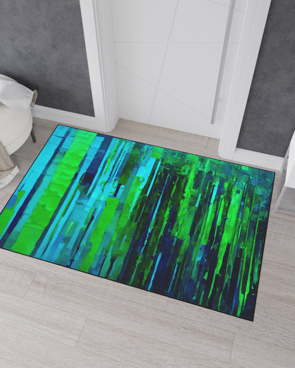 Striped Blue Green 48" x 72" Heavy Duty Floor Mat