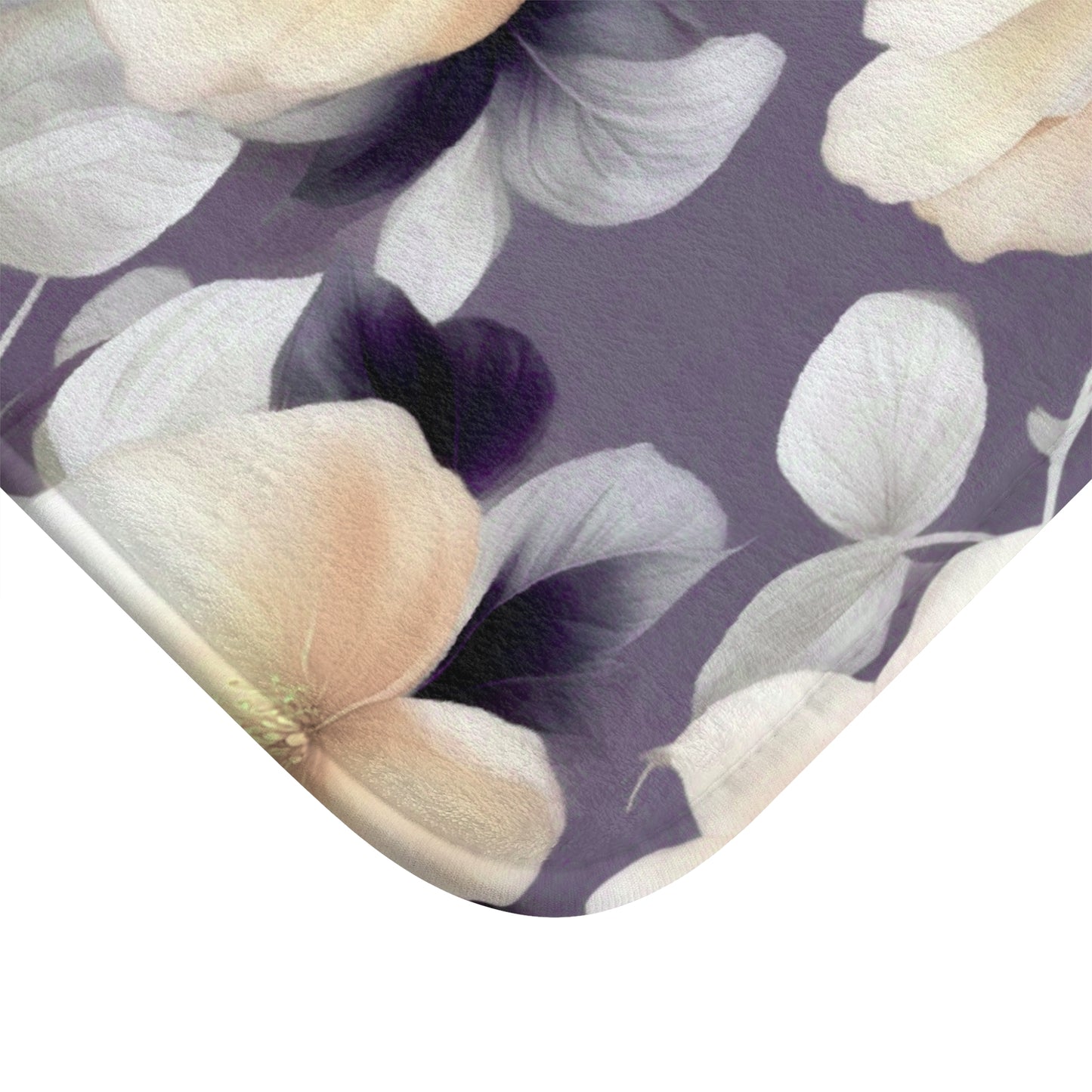 White Blush Floral Bunch 24" x 17" Bath Mat