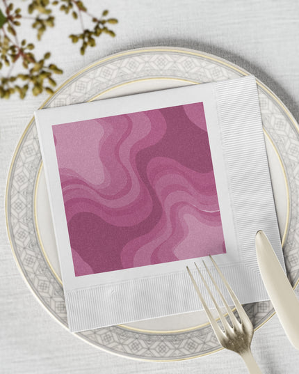 Pinky Mauve Wavey White Coined Napkins, 6.5" x 6.5"