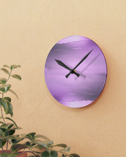 Dark Pink Sea Amethyst Fog Acrylic Round Wall Clock, 8" x 8"